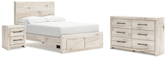 Best Deals Furniture - Ashley Furniture - Lawroy Full Storage Bed, Dresser and Nightstand - Full Storage Bed, Dresser and Nightstand / Light Natural - B2310B50