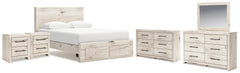 Best Deals Furniture - Ashley Furniture - Lawroy Queen Storage Bed, 2 Dressers, Mirror and 2 Nightstands - Queen Storage Bed, 2 Dressers, Mirror and 2 Nightstands / Light Natural - B2310B49