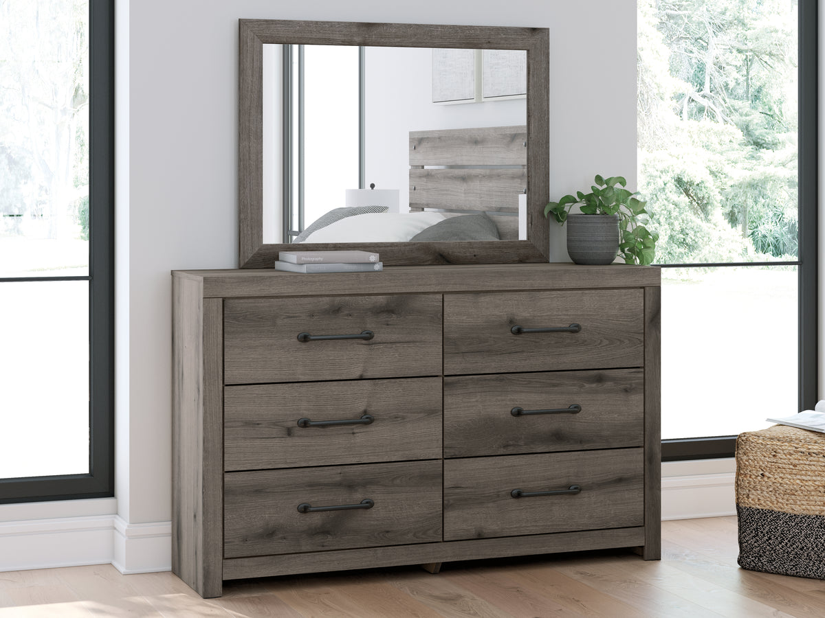 Best Deals Furniture - Ashley Furniture - Graystorm Dresser and Mirror - Dresser and Mirror / Brown Gray - PCB2405B1