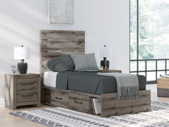 Best Deals Furniture - Ashley Furniture - Graystorm Twin Panel Bed with Storage - Twin Panel Bed with Storage / Brown Gray - PCB2405B19