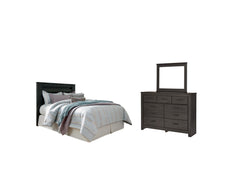 Best Deals Furniture - Ashley Furniture - Brinxton Queen/Full Panel Headboard, Dresser and Mirror - Queen/Full Panel Headboard, Dresser and Mirror / Charcoal - B249B16