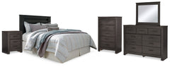 Best Deals Furniture - Ashley Furniture - Brinxton King Panel Headboard, Dresser, Mirror, Chest and 2 Nightstands - King Panel Headboard, Dresser, Mirror, Chest and 2 Nightstands / Charcoal - B249B15