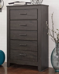 Best Deals Furniture - Ashley Furniture - Brinxton Chest of Drawers - Five Drawer Chest / Charcoal - B249-46