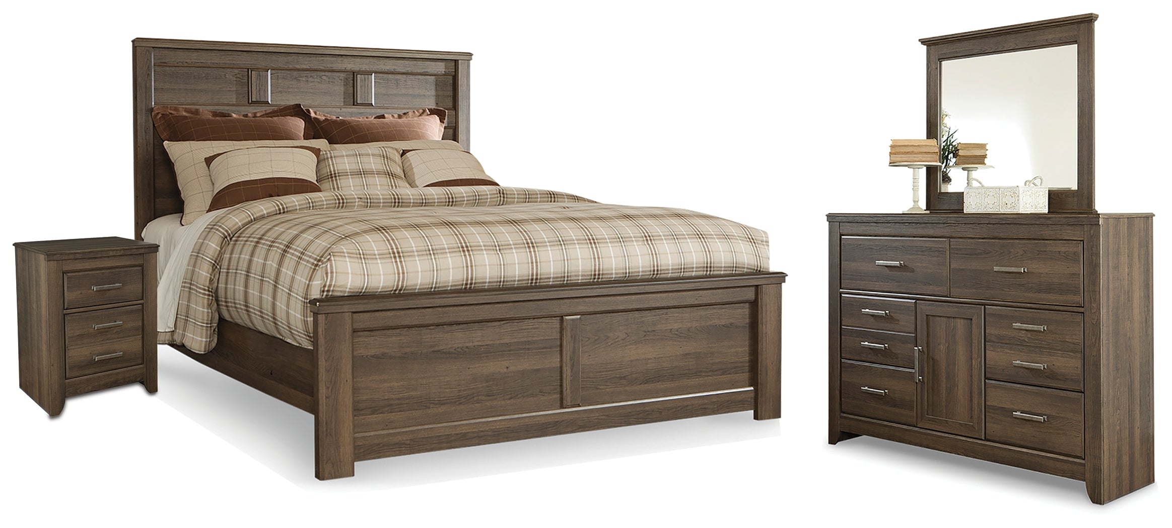 Best Deals Furniture - Ashley Furniture - Juararo Queen Panel Bed, Dresser, Mirror and Nightstand - Queen Panel Bed, Dresser, Mirror and Nightstand - B251B23