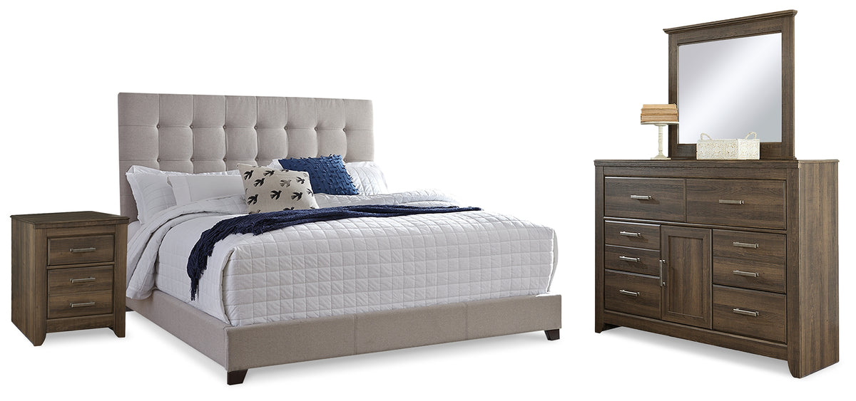 Best Deals Furniture - Ashley Furniture - Dolante Queen Upholstered Bed, Dresser, Mirror and Nightstand - Queen Upholstered Bed, Dresser, Mirror and Nightstand - B130B8
