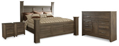 Best Deals Furniture - Ashley Furniture - Juararo California King Poster Bed, Dresser and 2 Nightstands - California King Poster Bed, Dresser and 2 Nightstands - B251B47