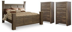 Best Deals Furniture - Ashley Furniture - Juararo King Poster Bed and 2 Chests - King Poster Bed and 2 Chests - B251B49