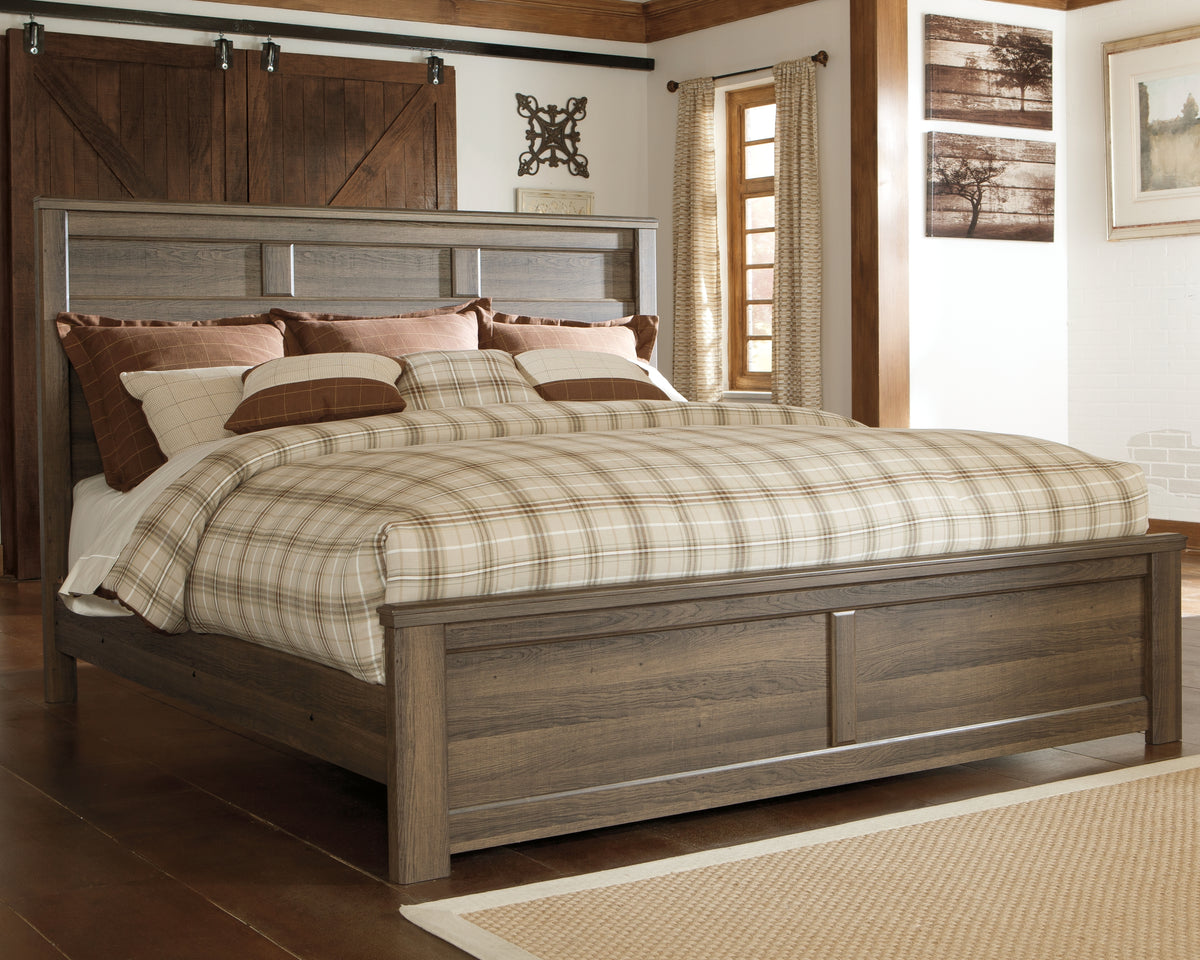 Best Deals Furniture - Ashley Furniture - Juararo California King Panel Bed - California King Panel Bed / Dark Brown - B251B14