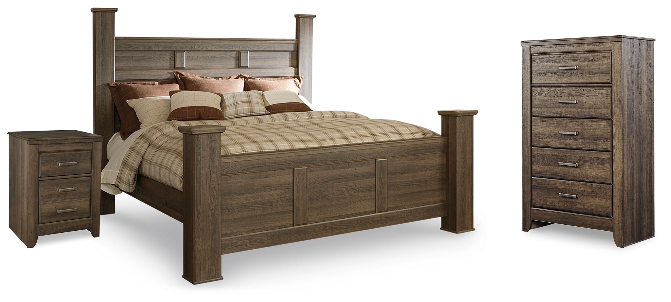 Best Deals Furniture - Ashley Furniture - Juararo King Poster Bed, Chest and Nightstand - King Poster Bed, Chest and Nightstand - B251B34