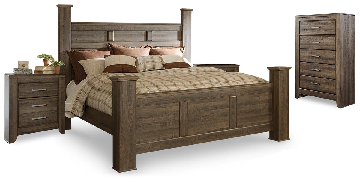 Best Deals Furniture - Ashley Furniture - Juararo King Poster Bed, Chest and 2 Nightstands - King Poster Bed, Chest and 2 Nightstands - B251B33