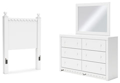 Best Deals Furniture - Ashley Furniture - Mollviney Twin Panel Headboard, Dresser and Mirror - Twin Panel Headboard, Dresser and Mirror / White - B2540B10