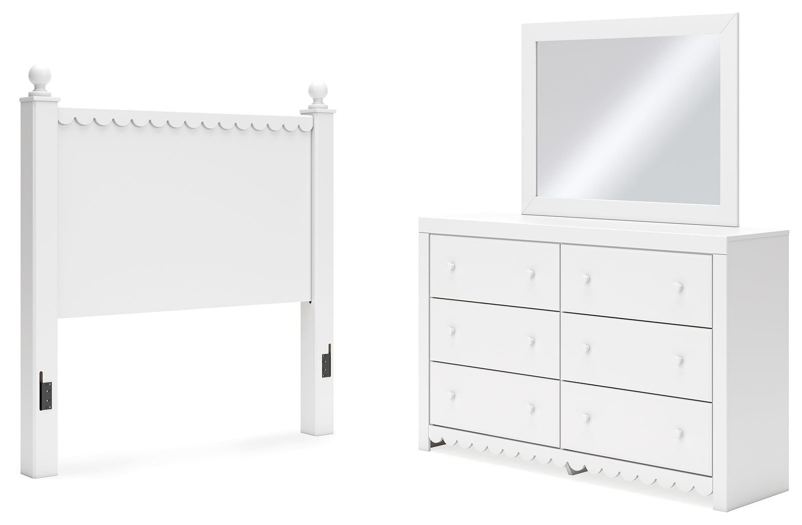 Best Deals Furniture - Ashley Furniture - Mollviney Full Panel Headboard, Dresser and Mirror - Full Panel Headboard, Dresser and Mirror / White - B2540B11