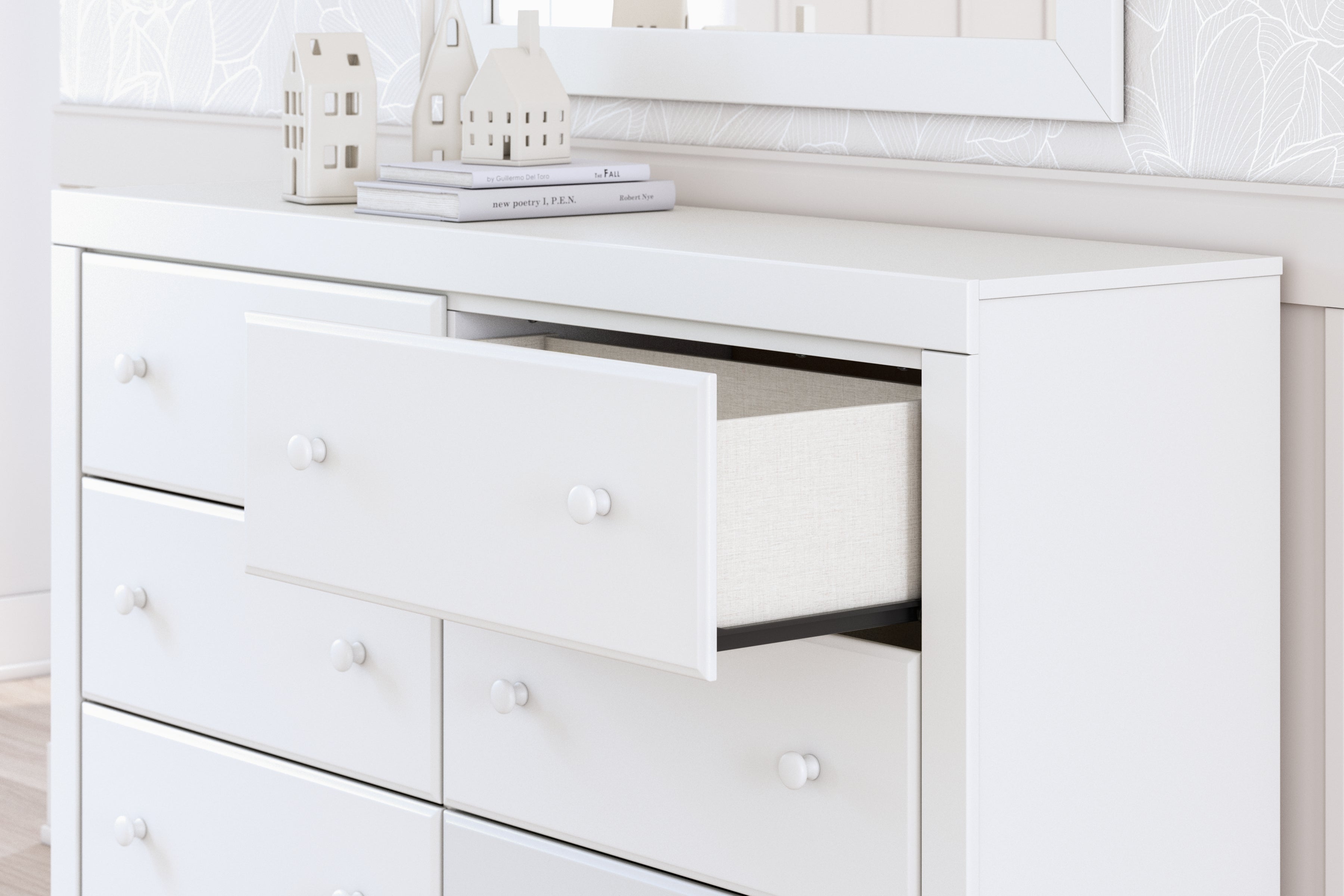 Mollviney Full Panel Headboard, Dresser and Mirror