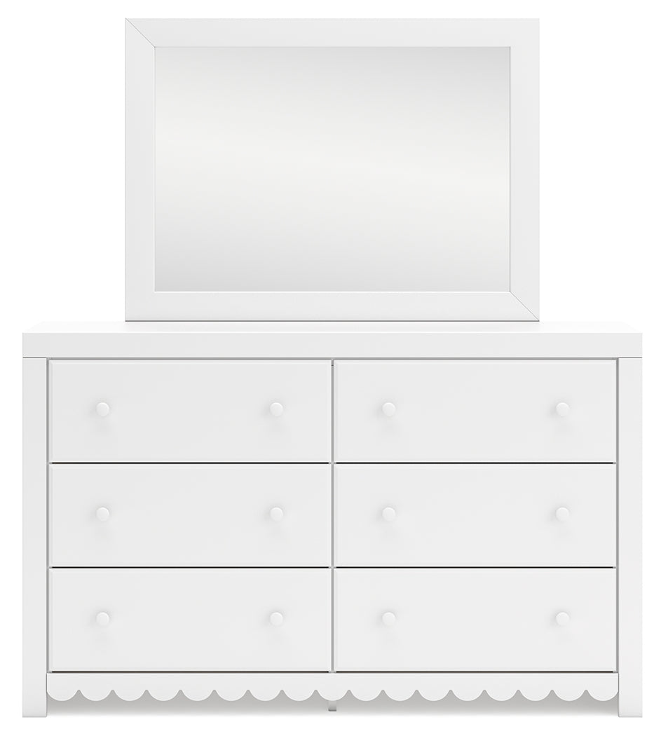 Mollviney Twin Panel Headboard, Dresser and Mirror
