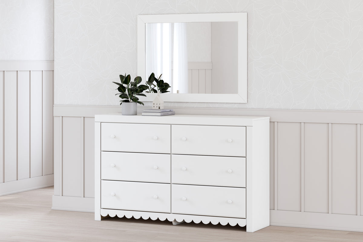 Best Deals Furniture - Ashley Furniture - Mollviney Dresser and Mirror - Dresser and Mirror / White - B2540B1