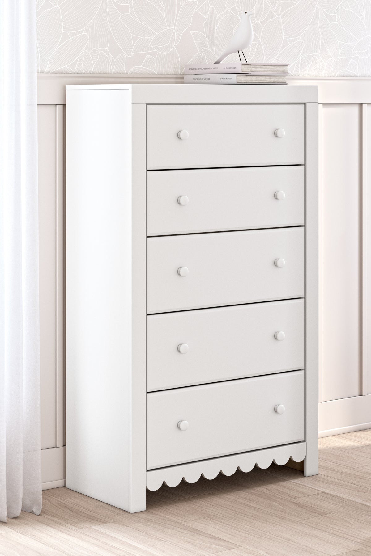 Best Deals Furniture - Ashley Furniture - Mollviney Chest of Drawers - Five Drawer Chest / White - B2540-46
