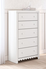 Best Deals Furniture - Ashley Furniture - Mollviney Chest of Drawers - Five Drawer Chest / White - B2540-46