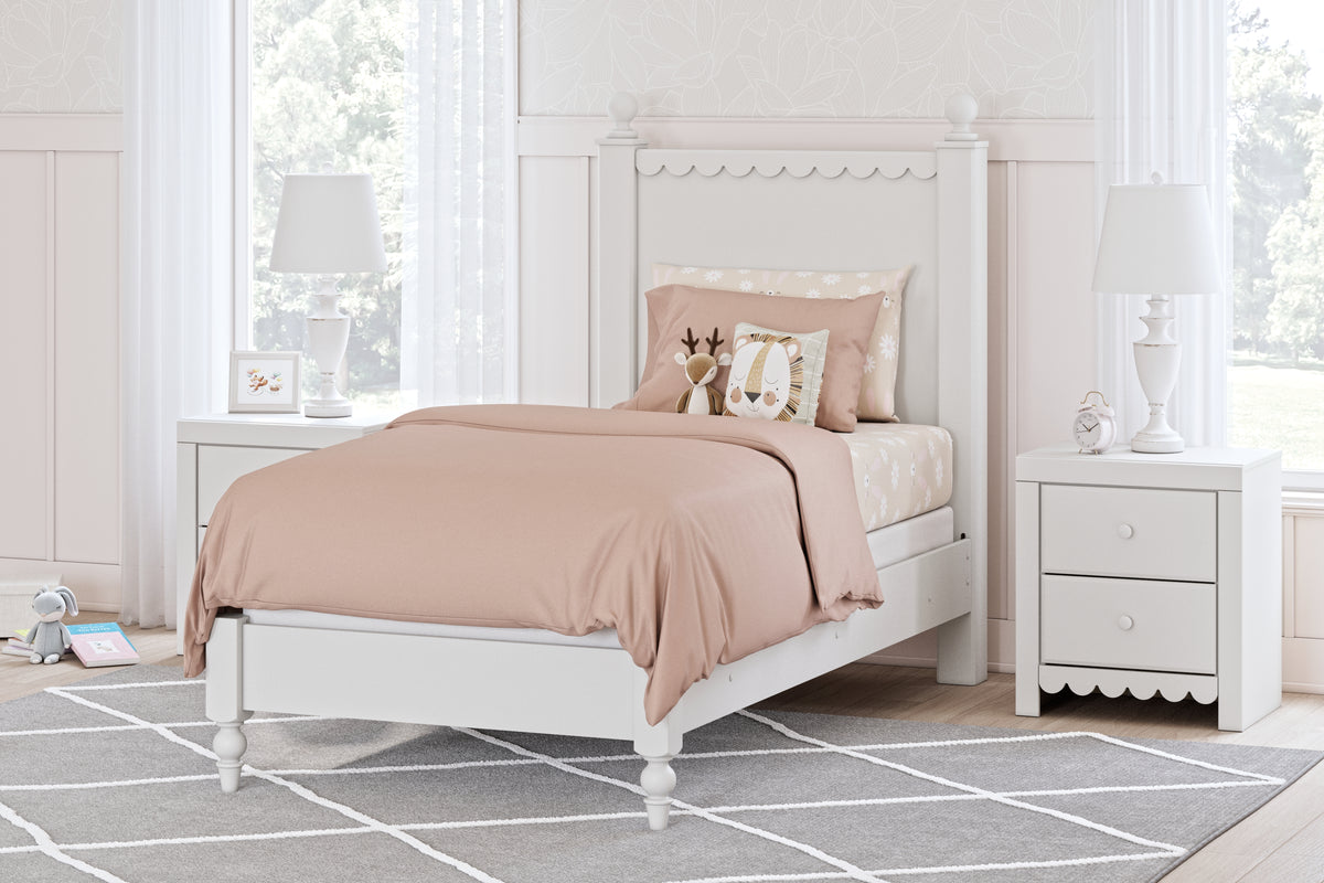 Best Deals Furniture - Ashley Furniture - Mollviney Twin Panel Bed - Twin Panel Bed / White - B2540B2
