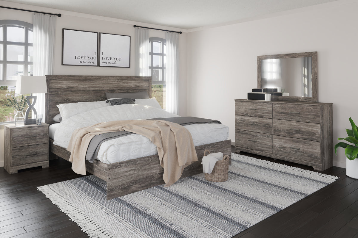 Best Deals Furniture - Ashley Furniture - Ralinksi King Panel Bed, Dresser, Mirror, and Nightstand - King Panel Bed, Dresser, Mirror, and Nightstand - B2587B8