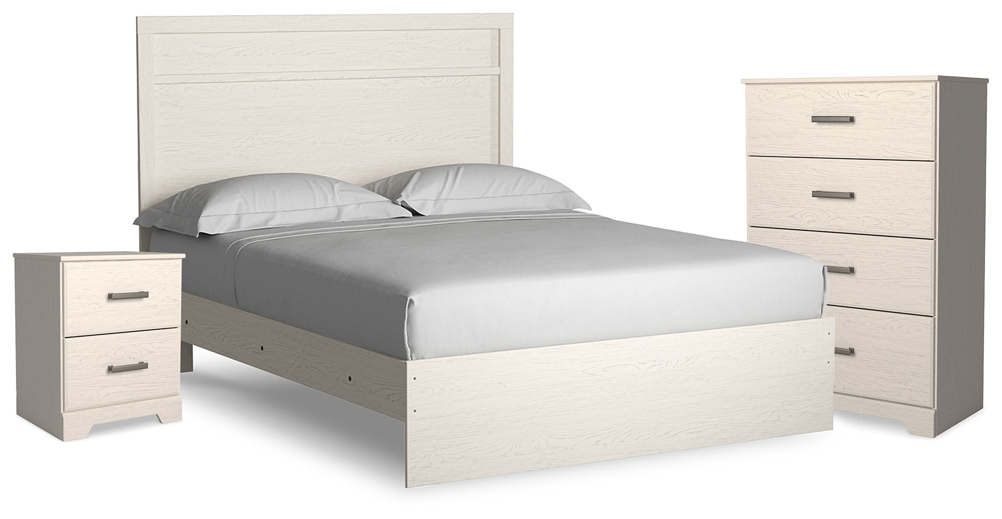 Best Deals Furniture - Ashley Furniture - Stelsie Queen Panel Bed - Queen Panel Bed, Chest and Nightstand / White - B2588B16