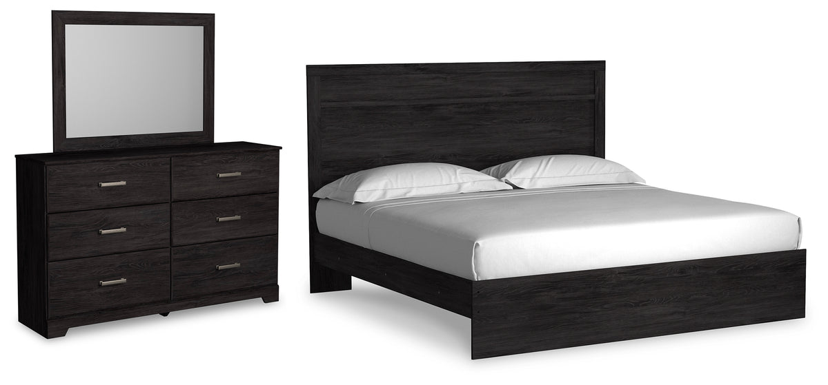 Best Deals Furniture - Ashley Furniture - Belachime King Panel Bed, Dresser and Mirror - King Panel Bed, Dresser and Mirror - B2589B13