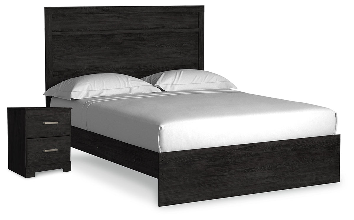 Best Deals Furniture - Ashley Furniture - Belachime Queen Panel Bed and Nightstand - Queen Panel Bed and Nightstand / Charcoal - B2589B15