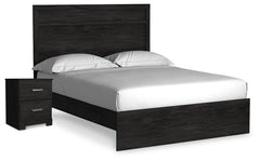 Best Deals Furniture - Ashley Furniture - Belachime Queen Panel Bed and Nightstand - Queen Panel Bed and Nightstand / Charcoal - B2589B15