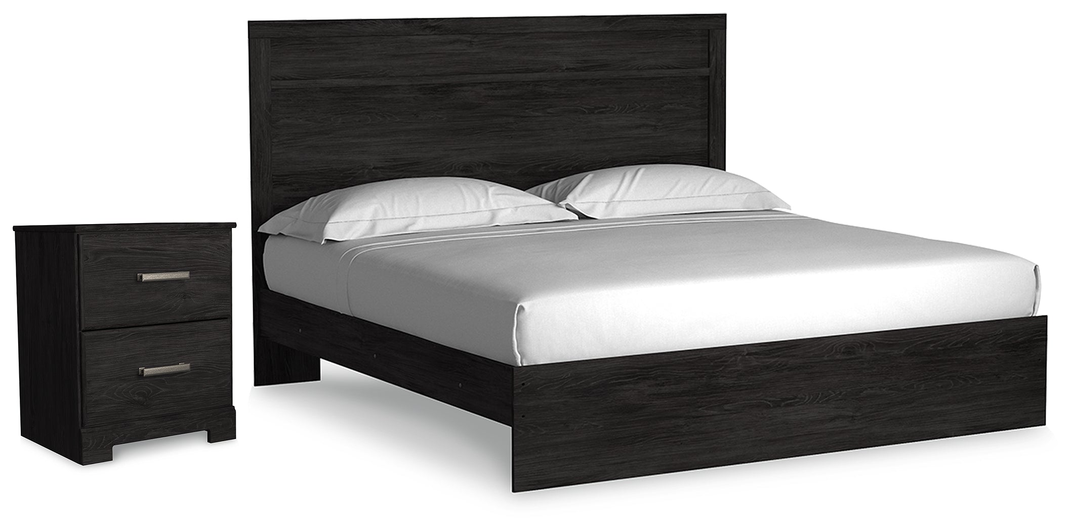 Best Deals Furniture - Ashley Furniture - Belachime King Panel Bed and Nightstand - King Panel Bed and Nightstand / Charcoal - B2589B9