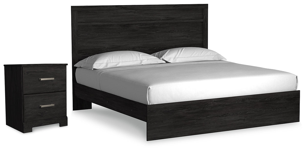 Best Deals Furniture - Ashley Furniture - Belachime King Panel Bed and Nightstand - King Panel Bed and Nightstand / Charcoal - B2589B9