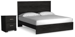 Best Deals Furniture - Ashley Furniture - Belachime King Panel Bed and Nightstand - King Panel Bed and Nightstand / Charcoal - B2589B9