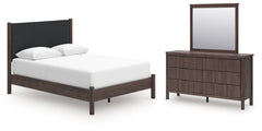 Best Deals Furniture - Ashley Furniture - Pamytta Queen Upholstered Platform Bed, Dresser and Mirror - Queen Upholstered Platform Bed, Dresser and Mirror - PCB2614B13