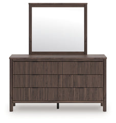 Pamytta Queen Upholstered Platform Bed, Dresser and Mirror