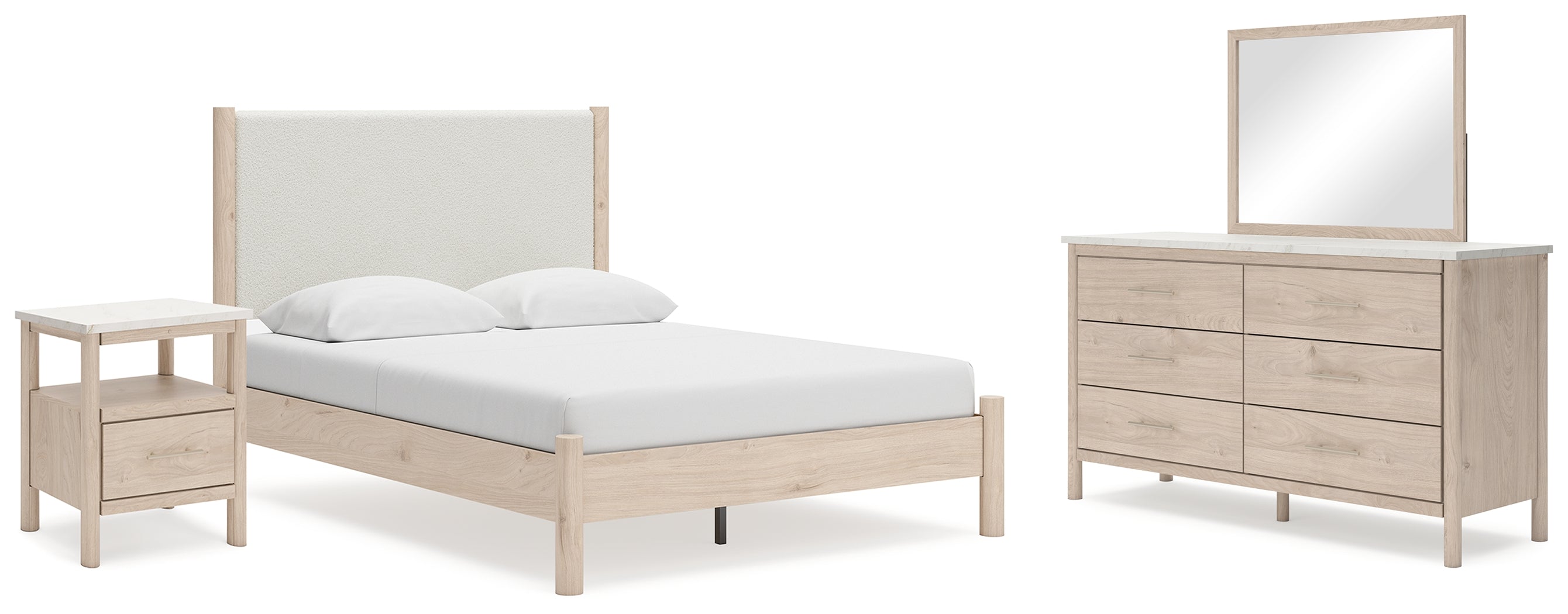 Best Deals Furniture - Ashley Furniture - Cadmori Queen Panel Bed, Dresser, Mirror and Nightstand - Queen Panel Bed, Dresser, Mirror and Nightstand / Two-tone - B2615B12