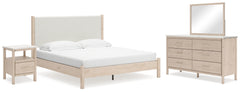 Best Deals Furniture - Ashley Furniture - Cadmori King Upholstered Panel Bed, Dresser, Mirror and Nightstand - King Upholstered Panel Bed, Dresser, Mirror and Nightstand - B2615B19