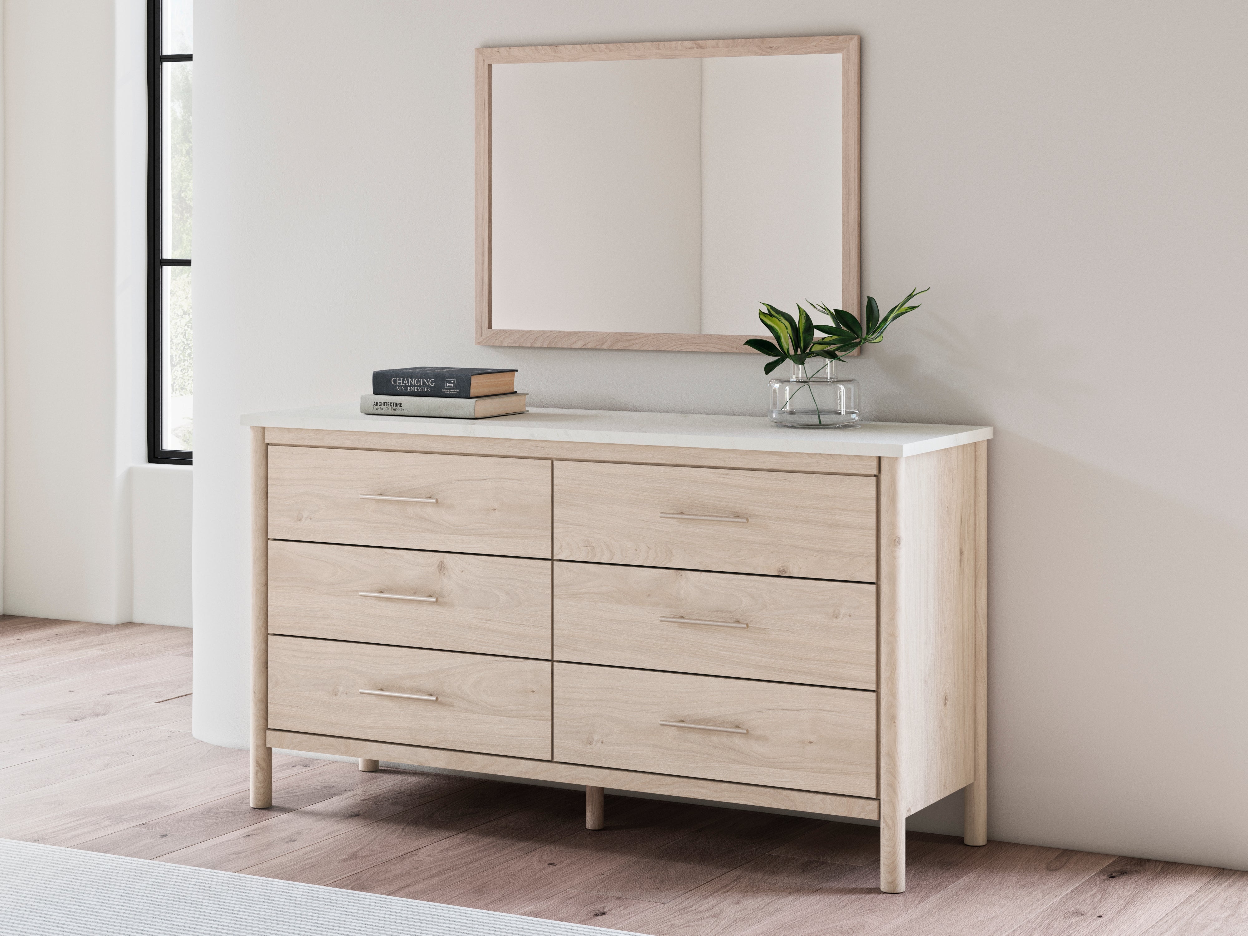 Best Deals Furniture - Ashley Furniture - Cadmori Dresser and Mirror - Dresser and Mirror / Black/White - B2616B1