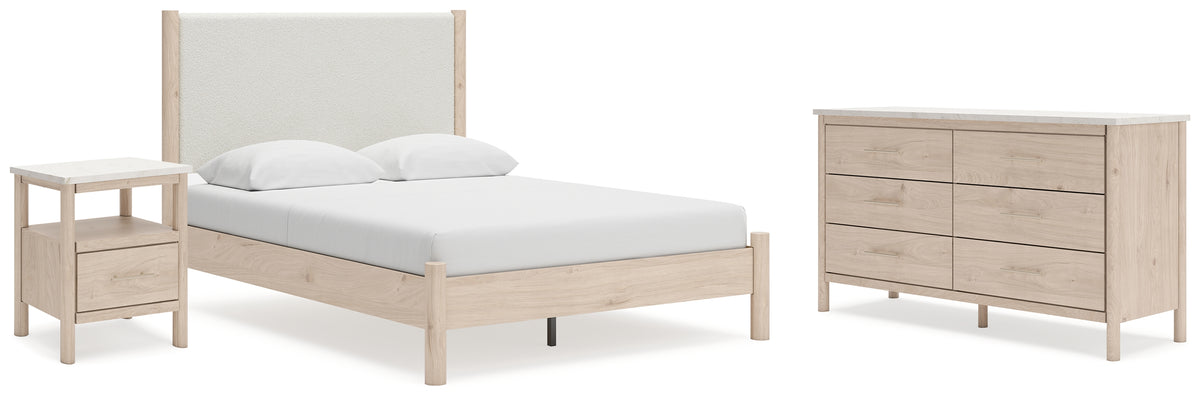 Best Deals Furniture - Ashley Furniture - Cadmori Queen Upholstered Panel Bed, Dresser and Nightstand - Queen Upholstered Panel Bed, Dresser and Nightstand - B2615B10