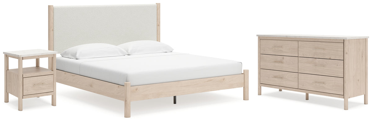 Best Deals Furniture - Ashley Furniture - Cadmori King Upholstered Panel Bed, Dresser and Nightstand - King Upholstered Panel Bed, Dresser and Nightstand - B2615B11