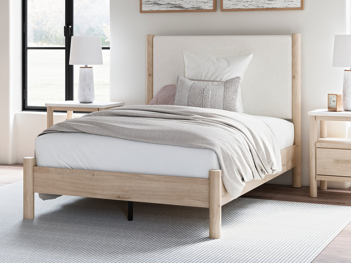 Best Deals Furniture - Ashley Furniture - Cadmori Full Upholstered Panel Bed - Full Upholstered Panel Bed / Black/White - B2616B3