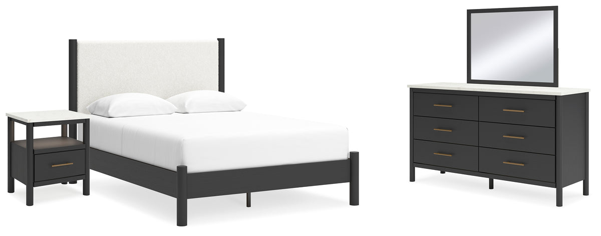 Best Deals Furniture - Ashley Furniture - Cadmori Queen Panel Bed, Dresser, Mirror and Nightstand - Queen Panel Bed, Dresser, Mirror and Nightstand / Black/White - B2616B21