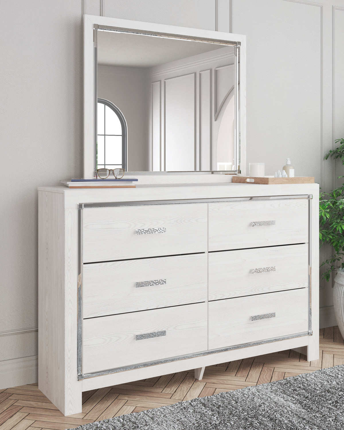 Best Deals Furniture - Ashley Furniture - Altyra Dresser and Mirror - Dresser and Mirror / White - B2640B1