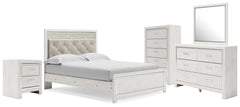 Best Deals Furniture - Ashley Furniture - Altyra Queen Upholstered Panel Bed, Dresser, Mirror, Chest and Nightstand - Queen Upholstered Panel Bed, Dresser, Mirror, Chest and Nightstand - B2640B62