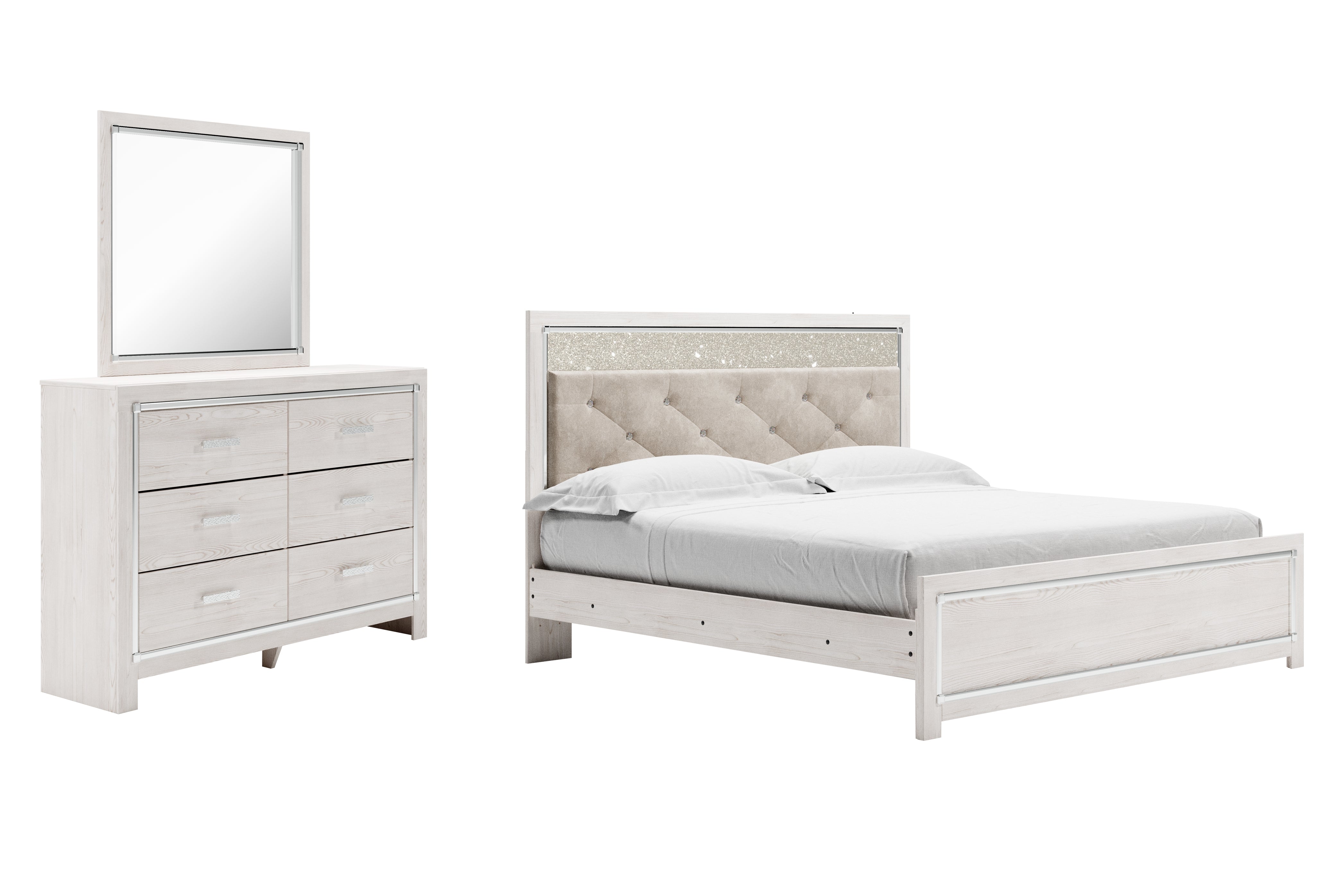 Best Deals Furniture - Ashley Furniture - Altyra King Panel Bed, Dresser and Mirror - King Panel Bed, Dresser and Mirror - B2640B57
