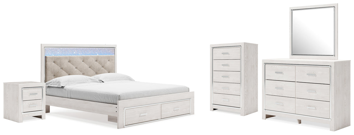Best Deals Furniture - Ashley Furniture - Altyra King Upholstered Storage Bed, Dresser, Mirror, Chest, and Nightstand - King Upholstered Storage Bed, Dresser, Mirror, Chest, and Nightstand - B2640B40