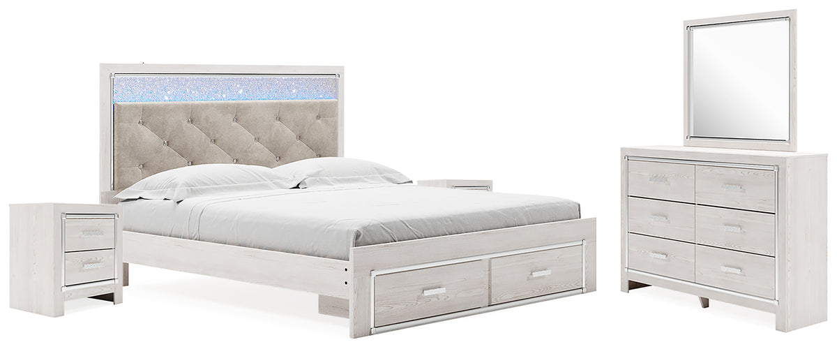 Best Deals Furniture - Ashley Furniture - Altyra King Upholstered Storage Bed, Dresser, Mirror and 2 Nightstands - King Upholstered Storage Bed, Dresser, Mirror and 2 Nightstands - B2640B37