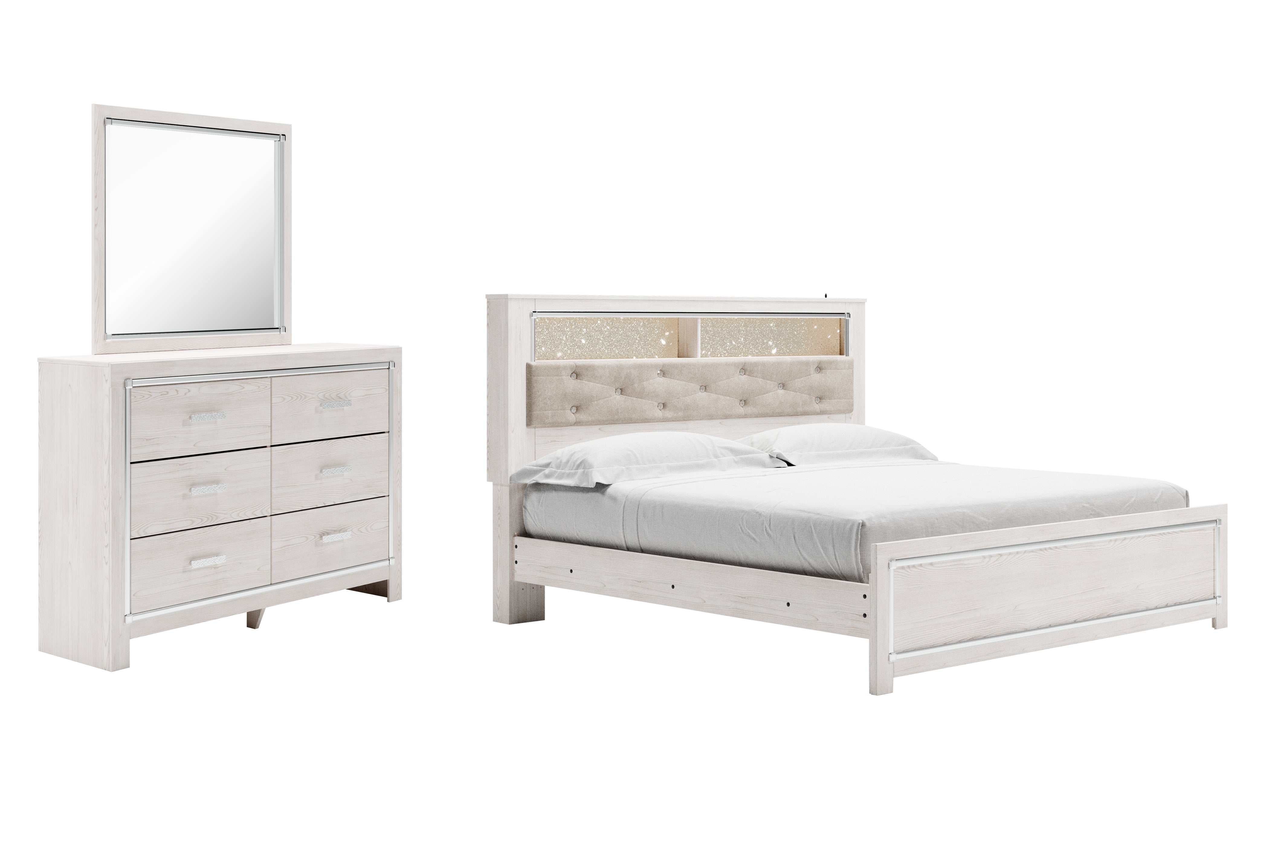 Best Deals Furniture - Ashley Furniture - Altyra King Panel Bookcase Bed, Dresser and Mirror - King Panel Bookcase Bed, Dresser and Mirror - B2640B58