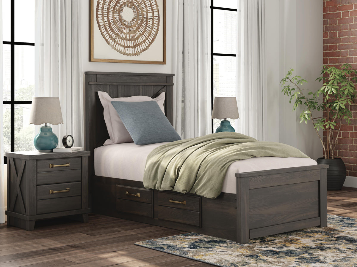 Best Deals Furniture - Ashley Furniture - Vonitta Bay Twin Panel Bed with 2 Sided Storage - Twin Panel Bed with 2 Sided Storage - PCB2648B17