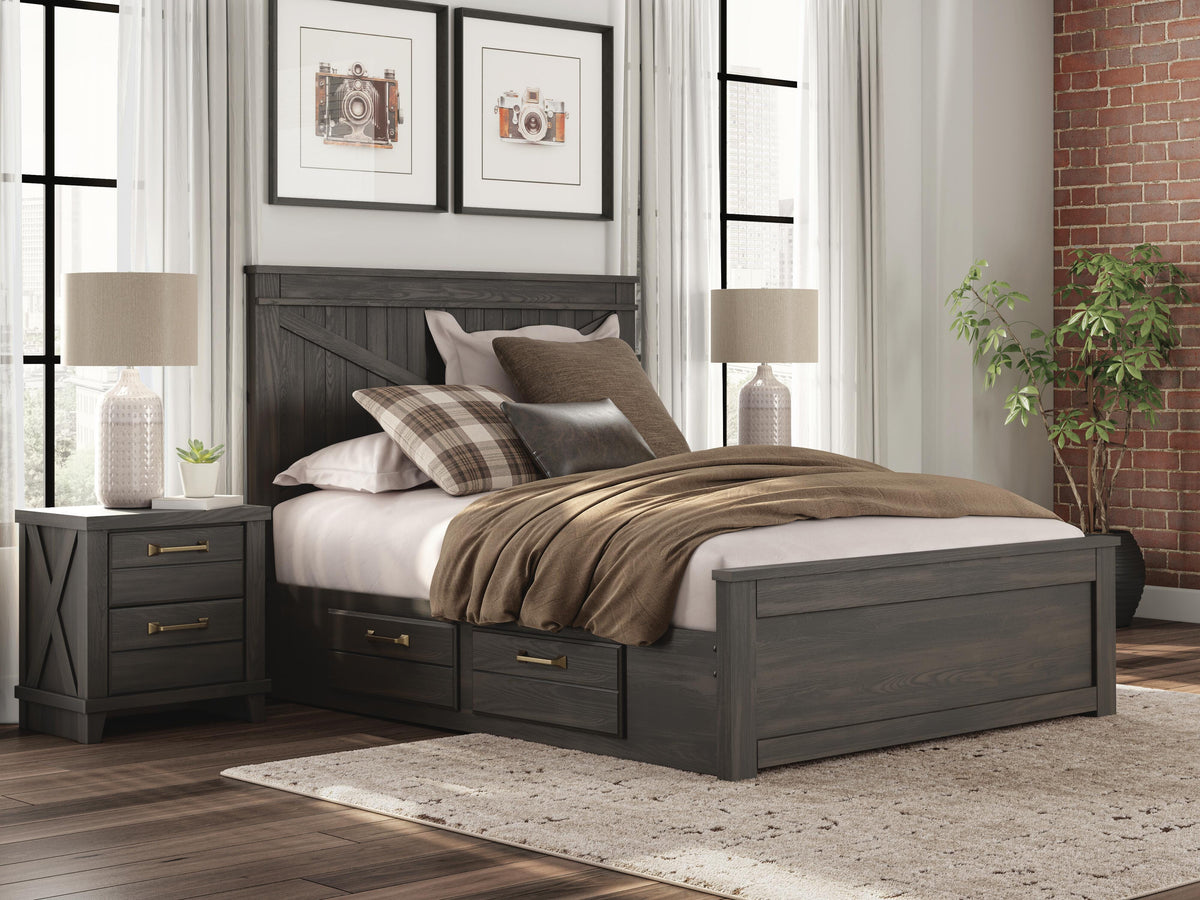 Best Deals Furniture - Ashley Furniture - Vonitta Bay Queen Panel Bed with 2 Sided Storage - Queen Panel Bed with 2 Sided Storage - PCB2648B19