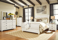 Best Deals Furniture - Ashley Furniture - Willowton Queen Sleigh Bed, 2 Dressers, Mirror, Chest and 2 Nightstands - Queen Sleigh Bed, 2 Dressers, Mirror, Chest and 2 Nightstands - B267B39
