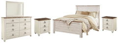 Best Deals Furniture - Ashley Furniture - Willowton Queen Panel Bed, Dresser, Mirror and 2 Nightstands - Queen Panel Bed, Dresser, Mirror and 2 Nightstands - B267B35