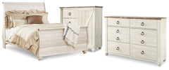 Best Deals Furniture - Ashley Furniture - Willowton Queen Sleigh Bed, Dresser and Chest - Queen Sleigh Bed, Dresser and Chest - B267B63